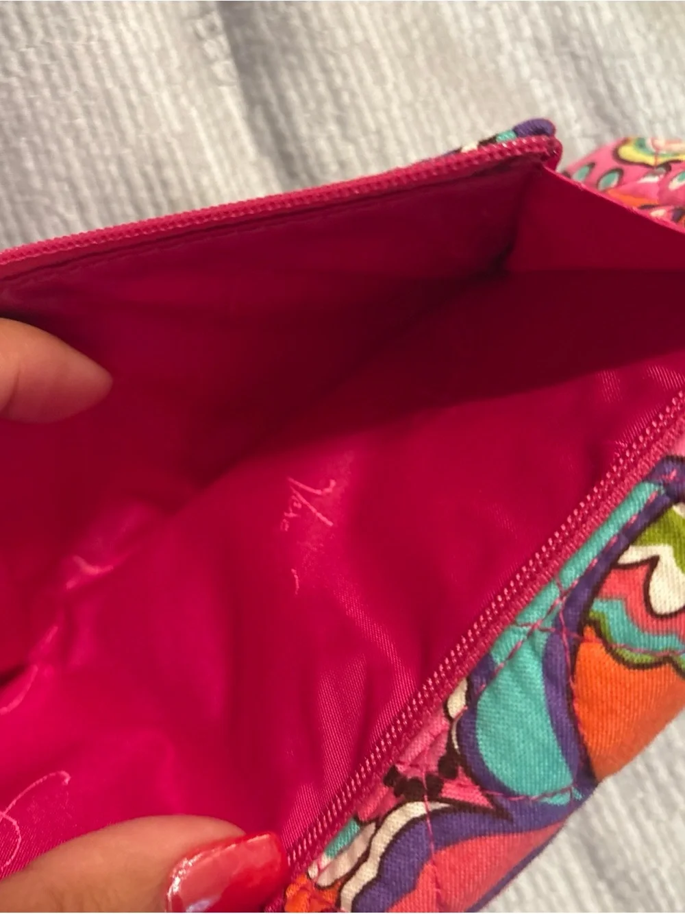 Vera Bradley Hot Pink Quilted Floral Zip wallet pink swirls
